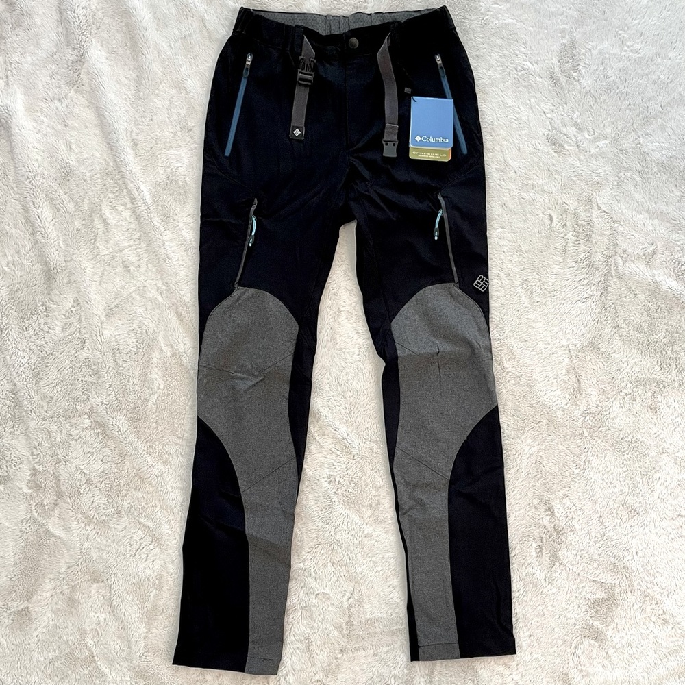 Columbia Omni-Shield trail / outdoor stretch pants, black and grey, size small